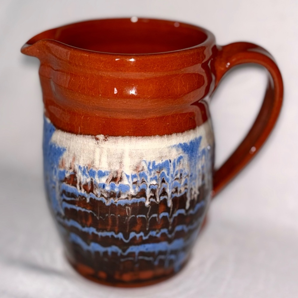 Vintage Quebec Pottery GA Johnstone Studio Algoma Redware Jug Drip Glaze
